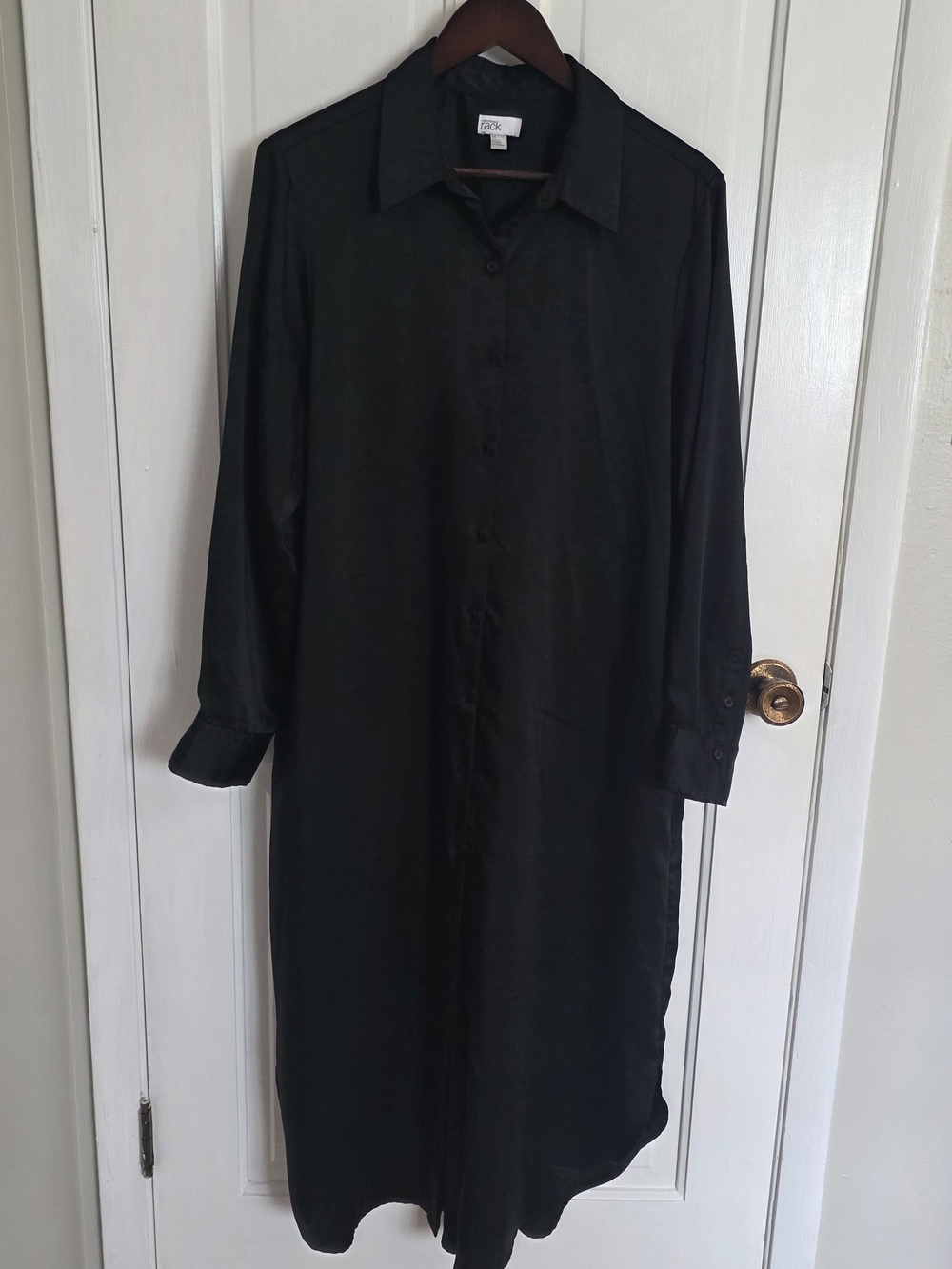 Nordstrom Black Long-Sleeve Button-Down Shirt Dress